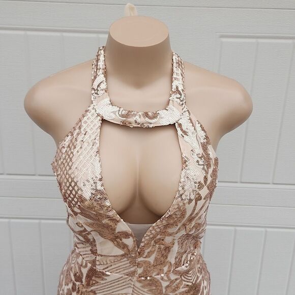 BRAND NEW GORGEOUS V-NECK SEQUINS LONG MERMAID SPLIT EVENING GOWNS - Picture 9 of 16